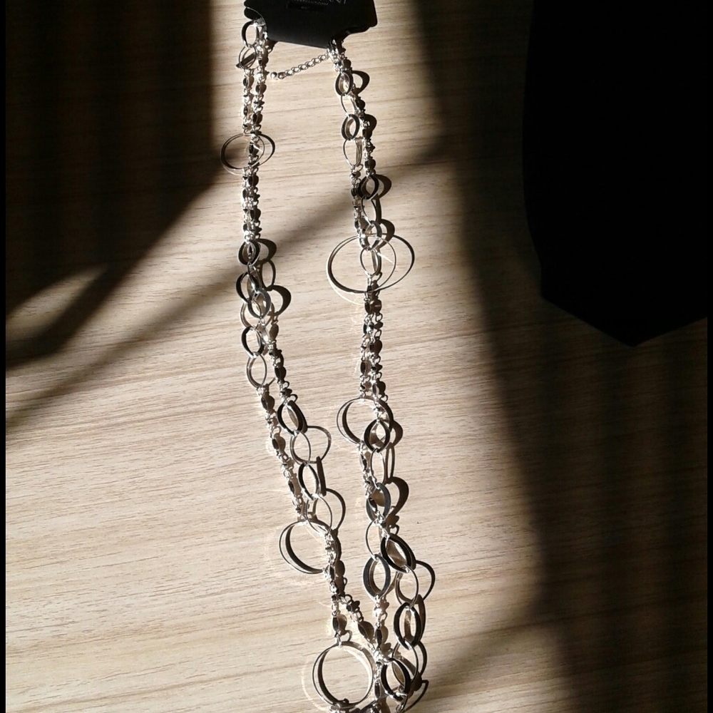Lane Bryant necklace 60" silver tone